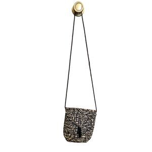 Suruchi black & beige tapestry magnetic fold over Cross body bag / purse